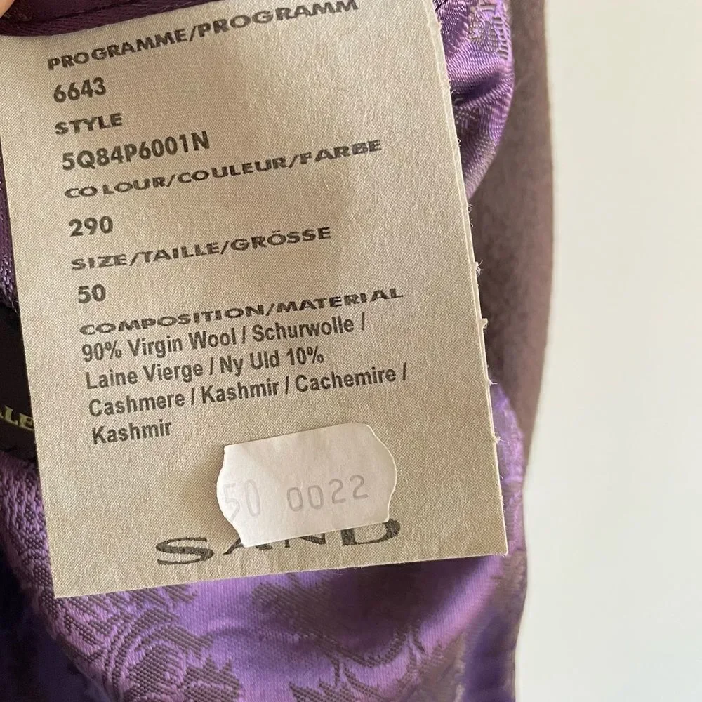 SAND COPENHAGEN Wool Cashmere Blazer Jacket Brown Purple 50R